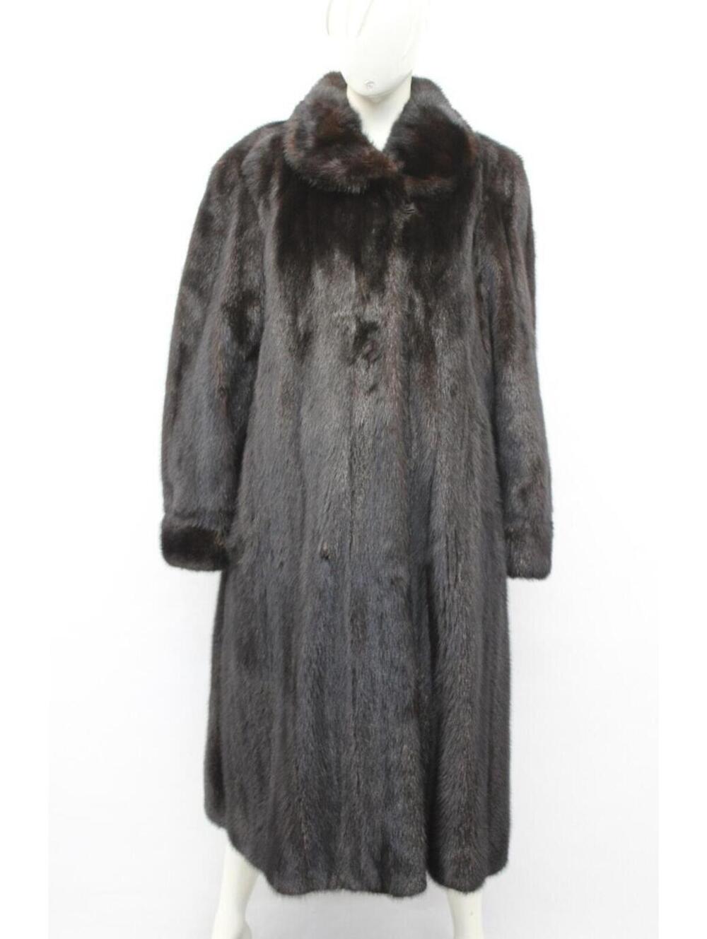 EXCELLENT DARK RANCH MINK FUR COAT JACKET WOMEN WOMAN SIZE 18 2XL